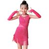 Topgrowth Accessorio 4 Pezzi Ragazze Abito da Ballo Latino Bambini Shiny Diamonds Nappa Flapper Dress Costumi di Halloween Vestiti da Ballo Salsa Abbigliamento da Danza Abiti di Danza Latina Dancewear (Hot Pink, 140)