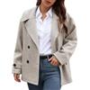 Generisch Cappotto invernale da donna in lana, taglio largo, corto, doppiopetto, elegante, blazer corto, misto lana