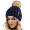 FURTALK Cappelli Invernali per Donne Doppio Strato in Pile Linea Beanie Hat con Bobble Pom Pom Cappelli