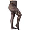 LEELA LAB, Collant Donna Curvy a Rete Made in Italy, Calze a Rete Taglie Forti, Ideali per Ogni Occasione, Fantasia Lines & Chevron, Colore Nero, Taglia 7