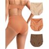 INNERSY Culotte Senza Cuciture Donna Mutande Invisibile Vita Alta Intimo Microfibra Pacco da 3 (L, Beige, Marrone‌, Caramello)