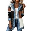 LIEROLYE Camicetta a Maniche Lunghe con Scollo a V e Bottoni In Denim Patchwork da Donna for L'autunno Casual(Color blocking,L)