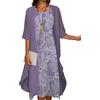 EGSDMNVSQ Vestito Estivo Donna Abito Sciolto Senza Maniche Retro Abiti Lunghi Camicetta Estivi Vestiti Stampato 2 Pezzi Tulle Cardigan+Midi Vestito