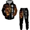 lFTEGUFKXS Tuta da jogging da uomo Natale Wolf con cappuccio lion e pantaloni da uomo tiger tuta da allenamento tuta da jogging tuta sportiva, 3XL