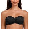 MELENECA Reggiseno Bandeau Donna Senza Ferretto, Pizzo Trasparente Minimizzante e Senza Spalline