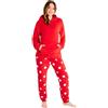 CityComfort Set Pigiama Donna Invernale in Pile, Pigiami con Cappuccio, 2 Pz Abbigliamento da Casa, Regalo Donna Adolescenti (Rosso,XXL)