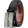 TANGCHAO Cintura Uomo, Cricchetto Fibbia Automatica, larghezza 35mm | Cinta Uomo Senza Buchi Scorrevole, Trim Regolabile, Per Outfit Business E Jeans, Colore Nera E Marrone, Lunghezza 115-145cm
