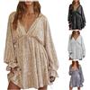 VPQILH Paillettes Vestito Donna Vendita, 2025 Offerte Abiti Sexy Scollo a V Abito Donna Elegante Manica Lunga Vestiti Corte Mini Abiti Vita Alta Vestitini per Cocktail Party Festa Casual Allentato Vestito