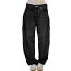 Yekdmxop Jeans Donna Vita Alta Gamba Larga Curvy Larghi Brillantini Pantaloni in Denim Baggy Comodi Casual Jeans con Strass Glitter Vintage Eleganti con Tasche Pantalone Elasticizzati Classico Moda Streetwear