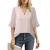 Bodhi talk Camicia da donna elegante in chiffon, estiva, per lavoro, business, casual, ufficio, feste, tunica, Rosa Floreale, M