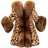 Suncadmious Donna Moda Leopardo Cappotto di Pelliccia Sintetica Colletto Giacca Elegante Cappotti Invernali Caldi Classico Cardigan Capispalla (Marrone,S)