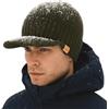 TOP-EX DryKnit™ Berretto impermeabile da uomo in lana merino con visiera e fodera in pile, berretto invernale in lana merino caldo, Medium-Large