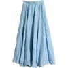 Elonglin Gonna da donna Bohemien in lino e cotone a pieghe lunghe con sottoveste elastico in vita colore vario, azzurro, L
