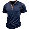 MakingDa Henley Shirt Uomo Manica Corta Vintage Bottoni Palestra Muscle Fit T Shirt Estiva Tinta Unita Golf Informale Traspirante Soffice Classico Slim Lavoro Sportiva Grandad Shirt