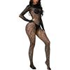 XIUSEMY Lingerie sexy da donna a rete con calze body seducente in morbida qualità taglia unica(BW)
