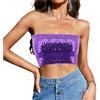 Segreto Top sexy da donna con paillette, senza maniche, vintage, a fascia, senza spalline, crop top per feste, Corto Viola, Taglia unica