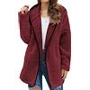 Jilijia Felpa da donna oversize invernale in caldo pile senza cerniera casual con cappuccio giacca Outwear soprabito cardigan con tasche