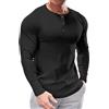 Muhshoiy Maglietta da Uuomo, Manica Lunga E Corta Muscolo Henley T-Shirt,Maglietta con Collo Serafino a Maniche Lunghe Slim Uomo,Long Sleeve