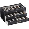 Lolalet Occhiali da sole Organizzatore, scatola da occhiali da sole con coperchio di vetro trasparente Display Case Storage Holder