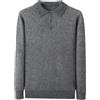 Niiyyjj Uomo 100% Visone Cashmere Maglia Polo Maglione Tinta Unita Lavorato A Maglia Henley Pullover Business Jumper, Grigio scuro9, XL