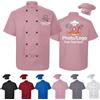 Farmelov Giacca da Chef Personalizzata Uomo/Donna con Cappello, Logo e Nome - Divisa da Chef Personalizzata, Maniche Corte, Camicia da Lavoro per Pasticceri con Tasca-Rosa