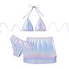 Happy Cherry Ragazze Costumi da Bagno Set Bikini Tre Pezzi Regolabili Triangolo Reggiseno Slip Gonna Costume Metallizzato Viola Swimwear per Bambina 16 Anni