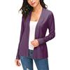 EXCHIC Donna Casuale Lunghe Maniche V Collo Aperto Fronte Maglia Cardigan (M, Viola)