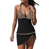 Generico Costume da Bagno Donna con Scollo a V in Due Pezzi Tuta da Bagno Tipo Gonna Tankini Beachwear Costume da Bagno Contenitivo Pancia Sportivo Curvy Diviso Swimsuit per Mare Spiaggia Piscina Vacanza