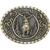 Fachoice Fibbia per cintura con cervo, natura, foresta, da uomo, con fibbia ovale da cintura, cervo, foresta, cowboy, alce celtica per uomo, bronzo, L