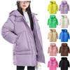 Generic Piumino imbottito per ragazze Cappotti invernali per ragazzi Parka trapuntati antivento impermeabile piumino con cappuccio zip up bottoni caldi capispalla termico, Viola, 9-10 Years