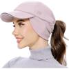 GADIEMKENSD Women's Fleece Ponytail Hat Reflective Winter Hat with Earflaps Bomber Hat with Drop Down Ear Warmers Adjustable Baseball cap Beanie for Skiing Snowboarding Hiking Running Purple