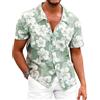 LAOARA Camicia Hawaiana Uomo Maniche Corte Estiva Fiori Floreale con Bottoni Leggero Slim Fit Shirt Verde XL