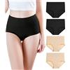wirarpa Slip Donna Mutande Vita Alta Modal Elasticizzato Culotte Comode Pacco da 4 Nero, Beige Taglia S