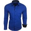 Baxboy Camicia da uomo a maniche lunghe, Slim Fit, facile da stirare, per lavoro, tempo libero, matrimonio/Con colletto Kent, modello B-500, Sax, L