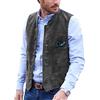 AeoTeokey Gilet da uomo in pelle scamosciata stile vintage, casual, western, da cowboy, grigio., L