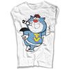 3styler T-Shirt Donna Bianca Supertelegattone Telegattone Gatto Azzurro - Superclassifica Show - Linea Amazink - Cotone Fiammato (Slub) 150 gr/mq