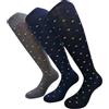 Prisco 3 Calze Lunghe in Morbido Cotone Pettinato per Uomo. | Fantasia con 3 colori diversi | Made in Italy | Taglia Unica 40-45.| (IT, Testo, Taglia unica, Regular, Tall, BRUCE L ass.E Pois)