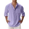 Luadnysin Camicia Lino Uomo Maglietta In Elegante Estiva Abbigliamento Estivo T Shirt Manica Lunga Completo Regular Fit Coreana Collo Alla Camicie Taglie Forti Camice Estive Corta Cotone,Purple,XXL,Viola