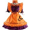 Generico Halloween Donna Costume - Donne Ragazze Halloween Nero Abito Gotico Manica Corta Poliestere Abito A Pieghe con Fiocco Gatto Aperto Costume Ragazza Gatto Sexy Lolita Anime Carino Morbido Vestiti