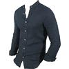 DIDYUGO Camicia Uomo in Lino Manica Lunga Collo alla Coreana Slim Fit S M L XL XXL XXXL