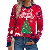 Jezonga Maglione Natalizio Donna Divertente Maglia di Natale Maglioni di Natale Pullover Sweater Stampa Fiocco di Neve Alce a Maniche Lunga Girocollo Festa Natalizie