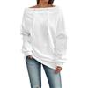 Generisch Felpa con spalle scoperte da donna, casual, a maniche lunghe, maglione, top a tunica con coulisse, vestibilità comoda, morbida, alla moda, streetwear