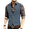 HSLS Gilet da uomo classico in tweed di lana Gilet casual panciotto a spina di pesce per smoking(L, Azzurro)
