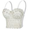 Woboren Intima da Donna con Reggiseno in Strass Argento Lucido da Donna (Bianca, XS)