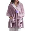 LIUYUYOUGO Scialle Donna Elegante,Poncho Da Donna Scialli In Pile Sherpa Multiuso Coperte Indossabili Mantello In Flanella Soffice E Ultra Morbido Con Pompon Sciarpe Calde Cappotto Per Casa Ufficio