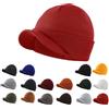 Magracy, berretto unisex da uomo, caldo, con visiera, lavorato a doppio ago, cappello esterno con picco, cappello invernale, Rosso, Taglia unica