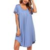 Ekouaer Camicia da Notte Donna Estiva Pigiama da Notte Manica Corta Vestito da Notte Taglie Forti, Azzurro, L