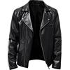 Generico Giacca in Pelle Uomo Giacca Uomo in Ecopelle con Zip e Colletto Giubbotto da Motociclista Slim con Tasche Chiodo Moto Elegante Casual Giubbotto Autunno Inverno Regular Fit Cappotti (01 Black, L)
