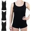 SES Canottiera da Donna, Confezione da 3 Pezzi, in 100% Cotone, Nero, 40