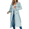 KBOPLEMQ Giacca da mezza stagione da donna, trench doppiopetto, oversize, lungo, leggero, parka con cintura, primavera, antivento, estivo, transizione, elegante, cappotto primaverile, O verde menta